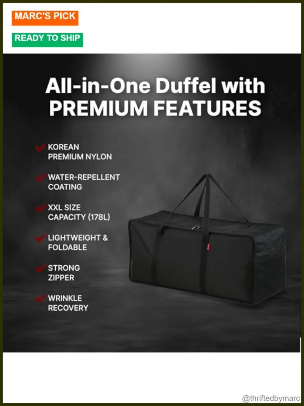 Extra Large Nylon Duffel Bag Heavy Duty Travel Camping Gear Storage Foldable